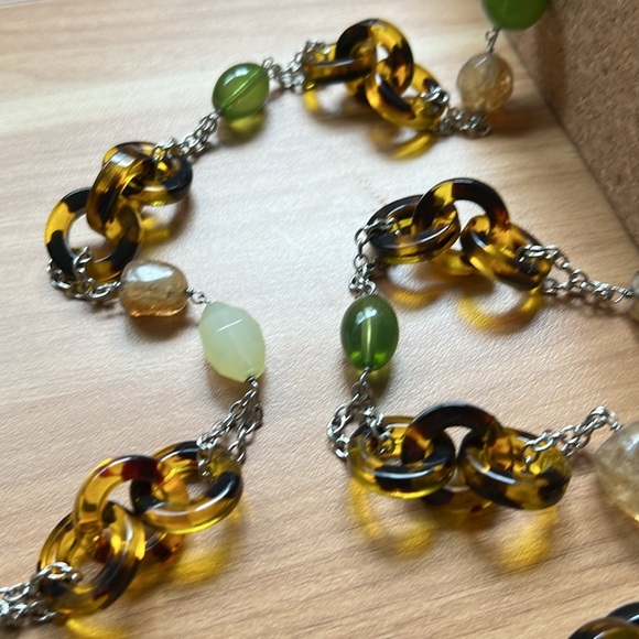 Talbots Tortoiseshell & Beaded Chain Necklace - Long - Picture 1 of 10